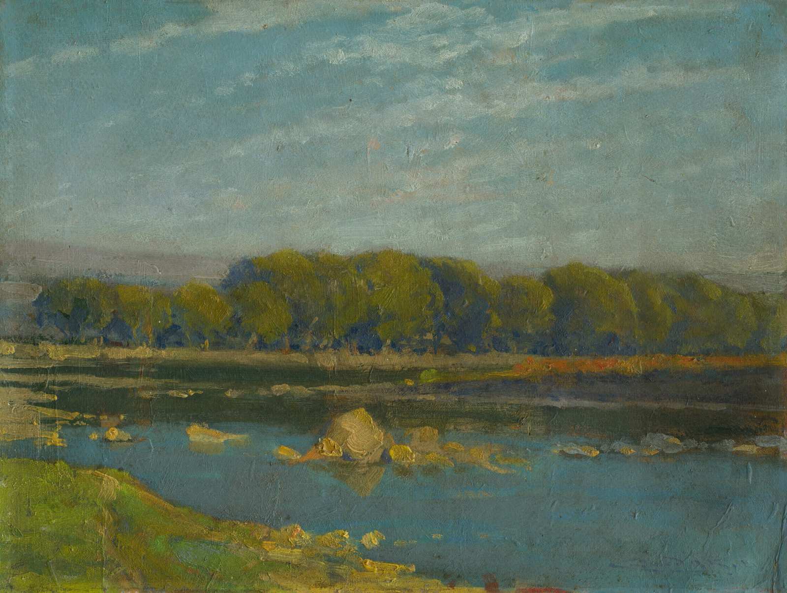 Tranquil River Landscape Oil Painting Wall Art