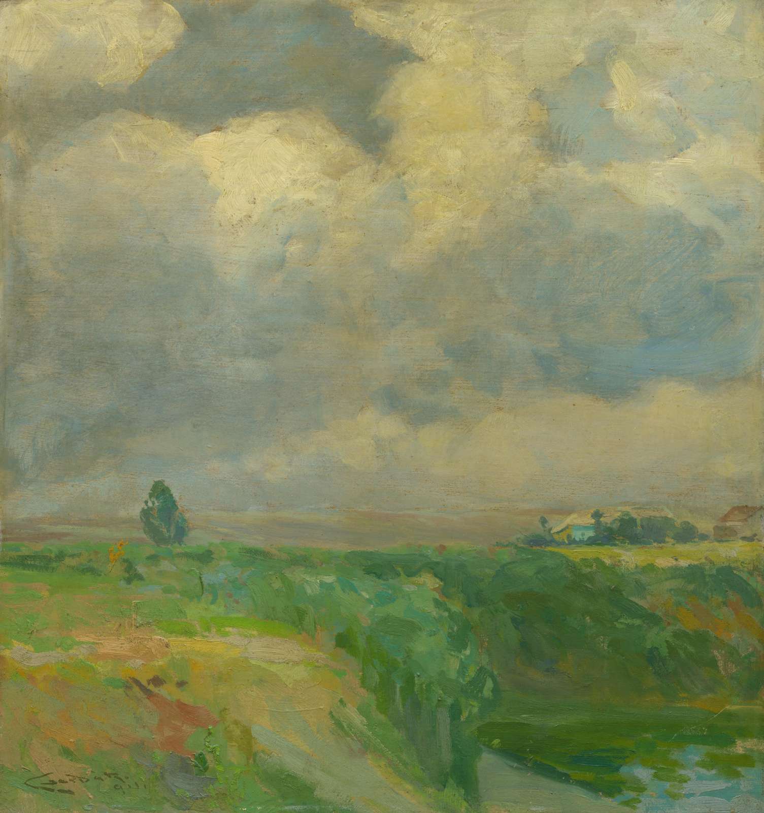 Impressionistic Landscape with Clouds Wall Art