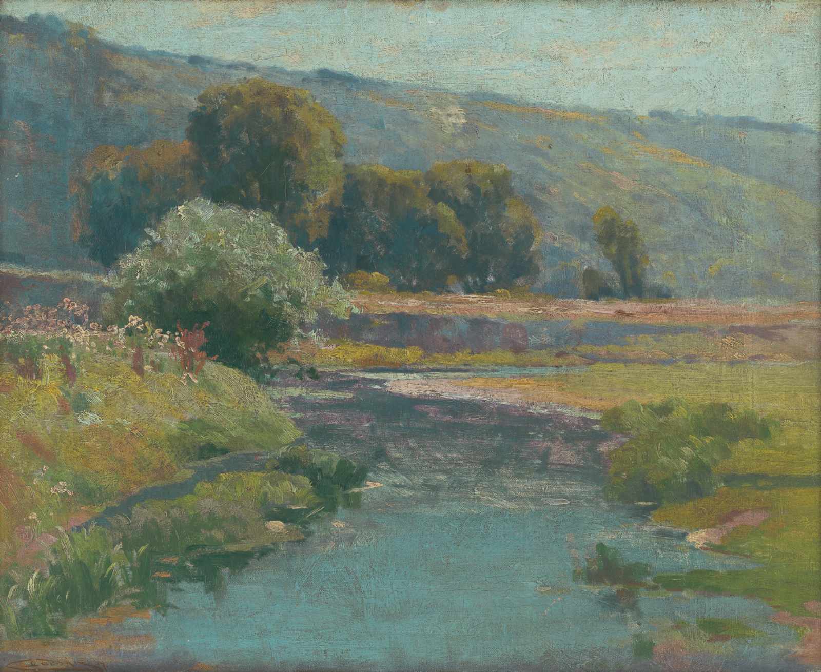 Tranquil Riverside Landscape Oil Painting Wall Art