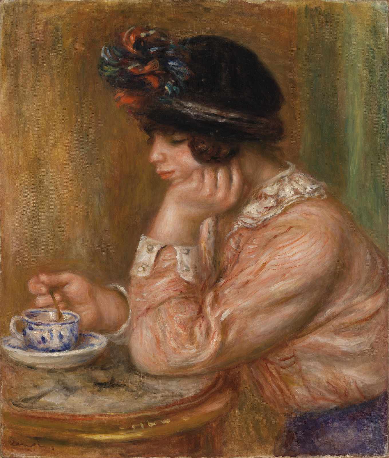 Renoir Woman with Hat & Coffee Cup Wall Art