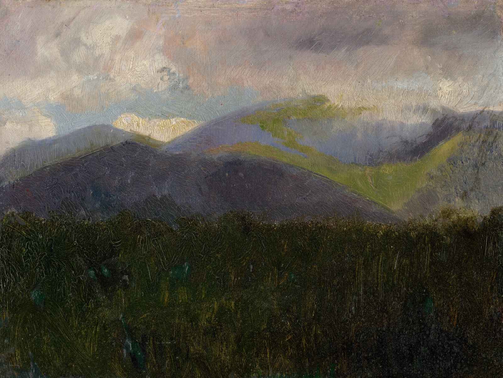 Misty Mountain Landscape Impressionist Wall Art
