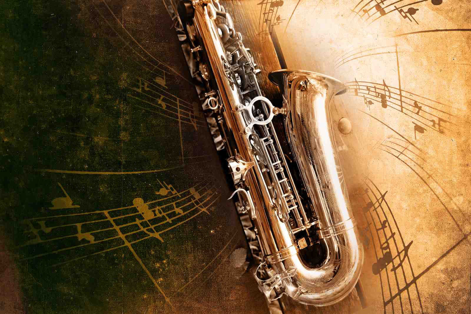 Golden Saxophone Jazz Music Wall Art