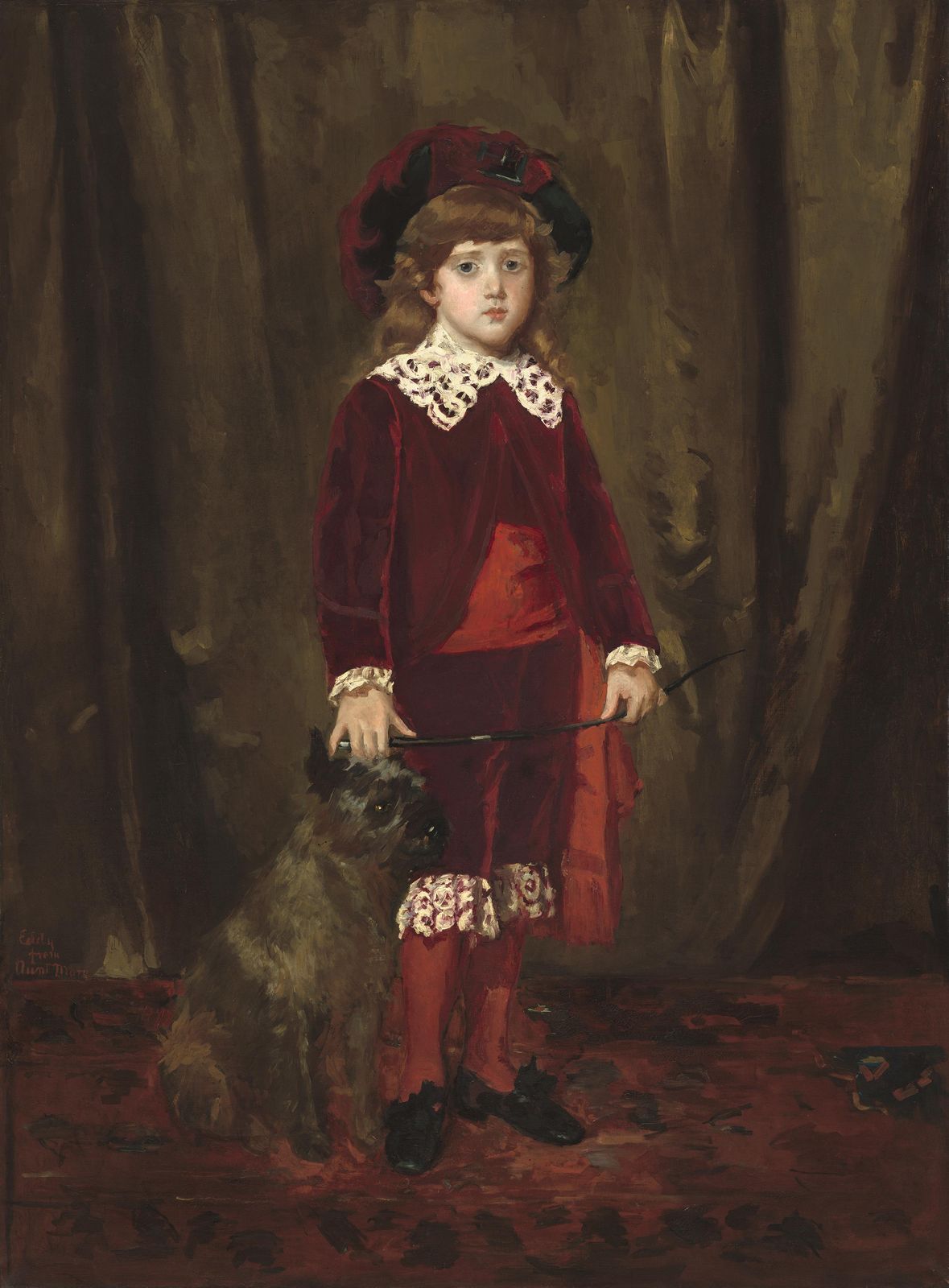 Victorian Boy with Dog Portrait Wall Art