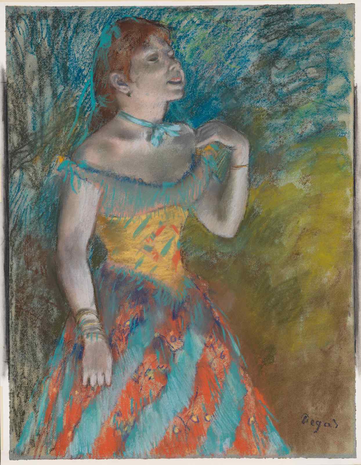 Dancer in Turquoise & Coral Dress Wall Art