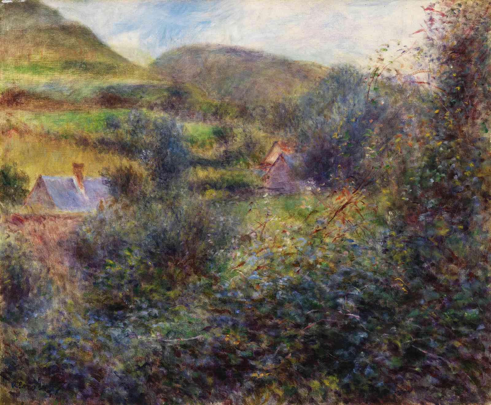 Impressionist Landscape with Cottages Wall Art