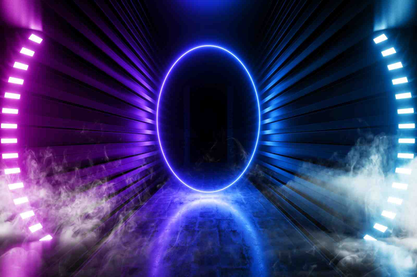 Neon Portal Abstract Geometric Wall Art