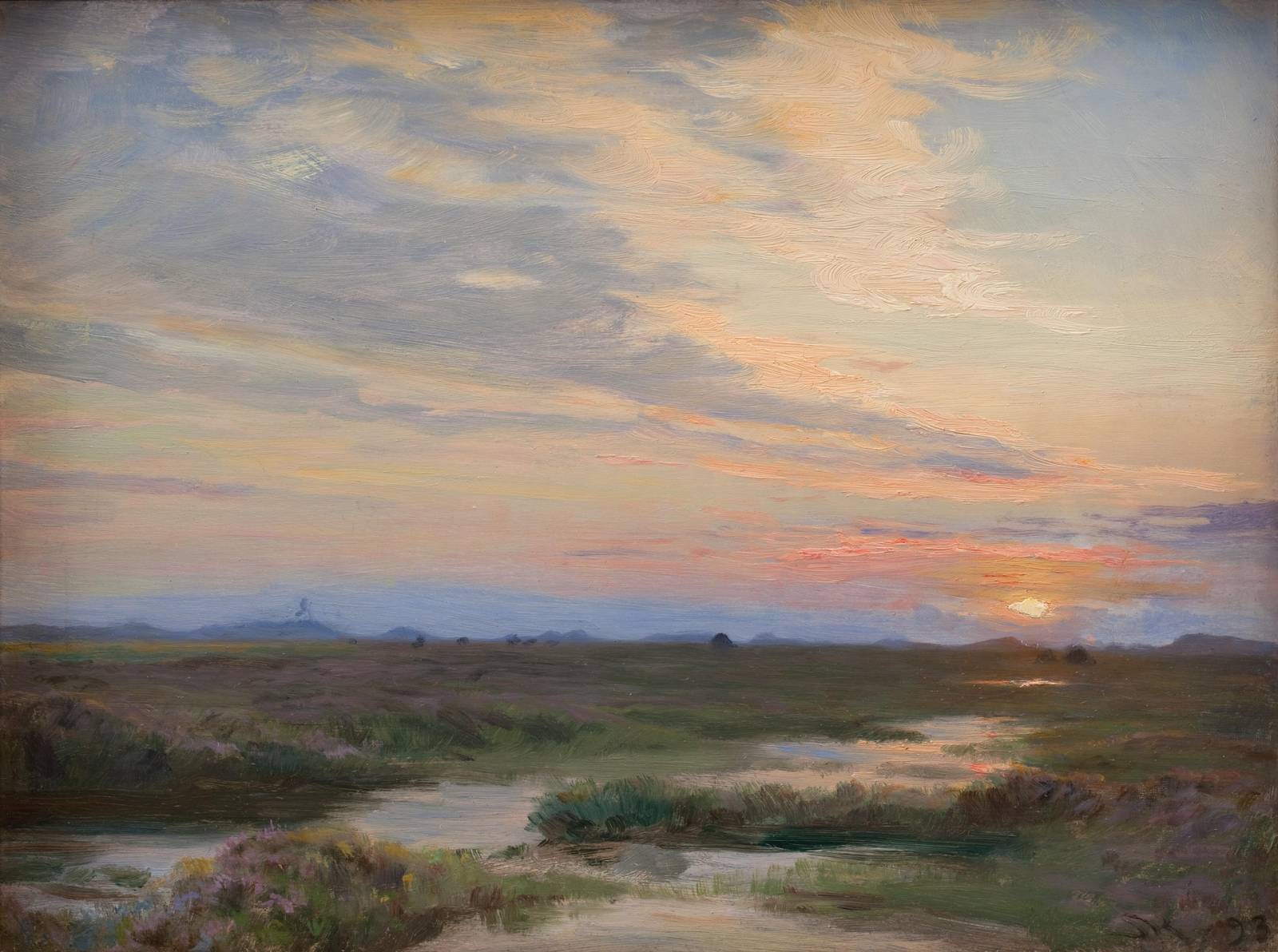 Serene Sunset Landscape Oil Painting Wall Art
