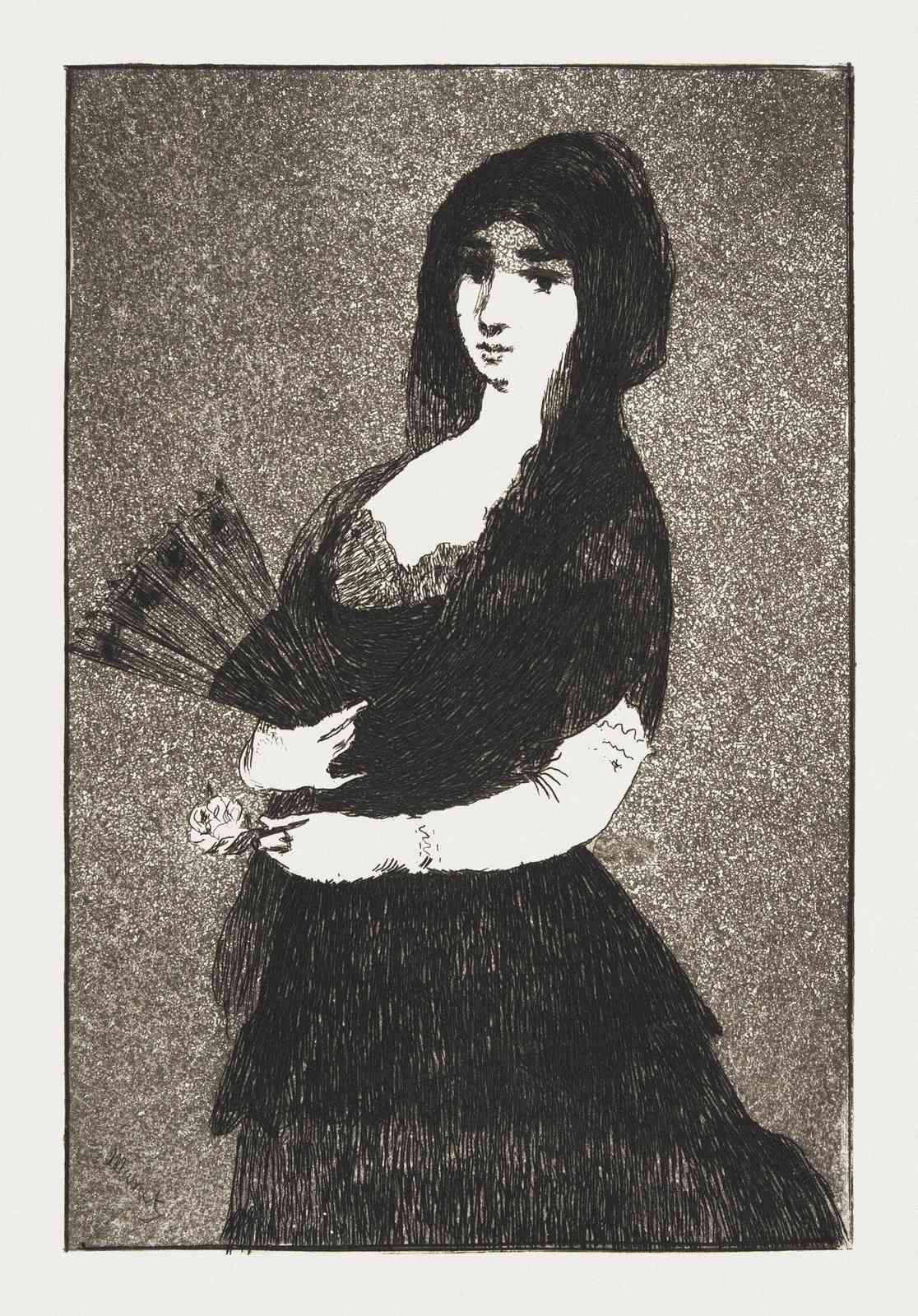 Elegant Lady with Fan Vintage Portrait Wall Art