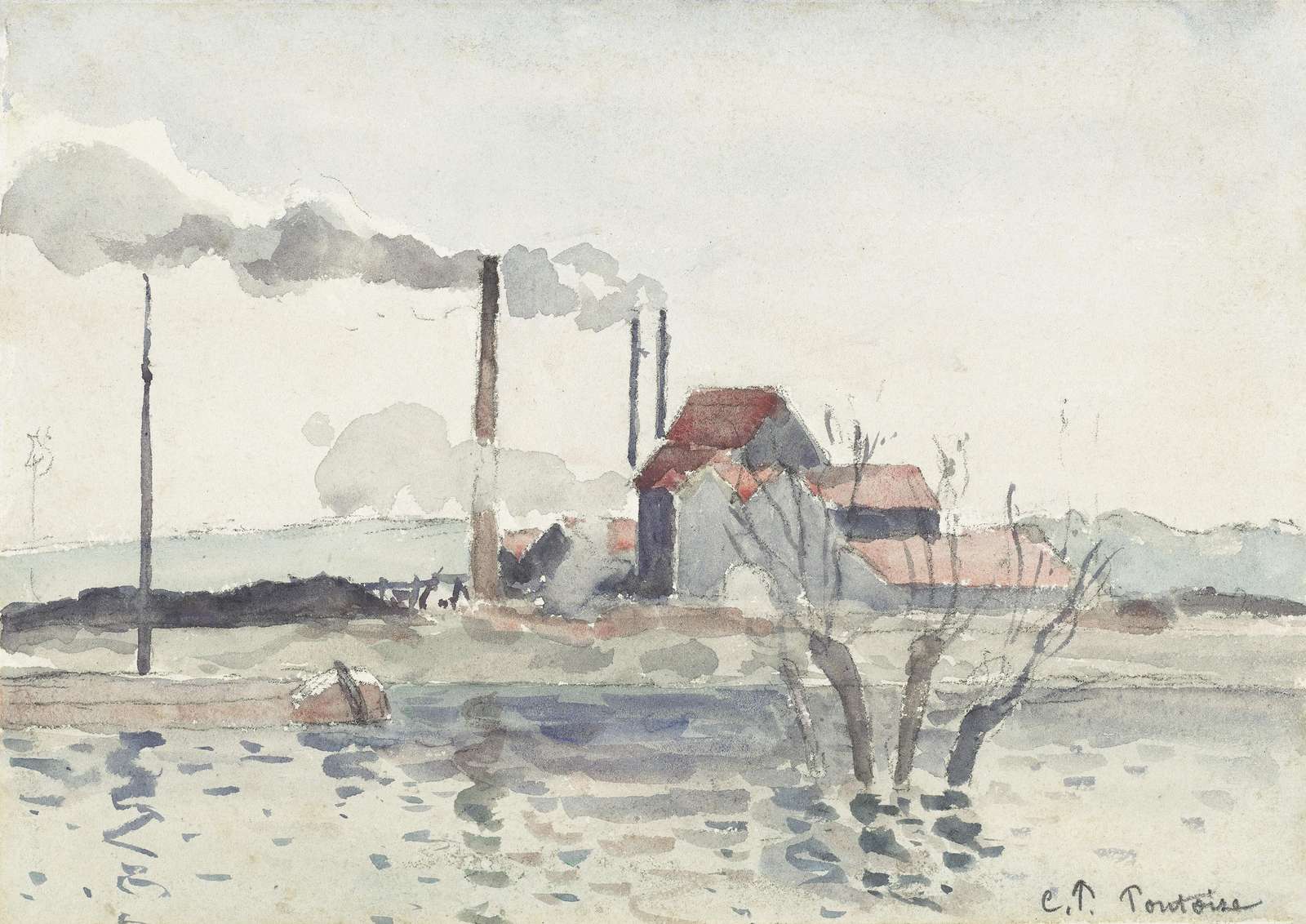 Industrial River Landscape Wall Art