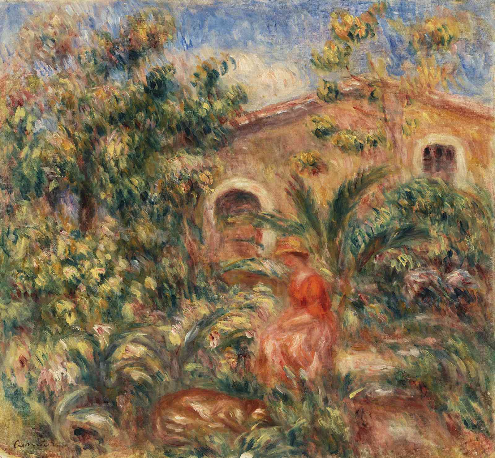 Impressionist Garden Lady & Dog Wall Art