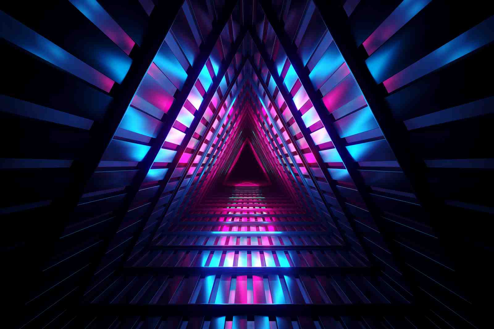 Neon Tunnel Geometric Abstract Wall Art