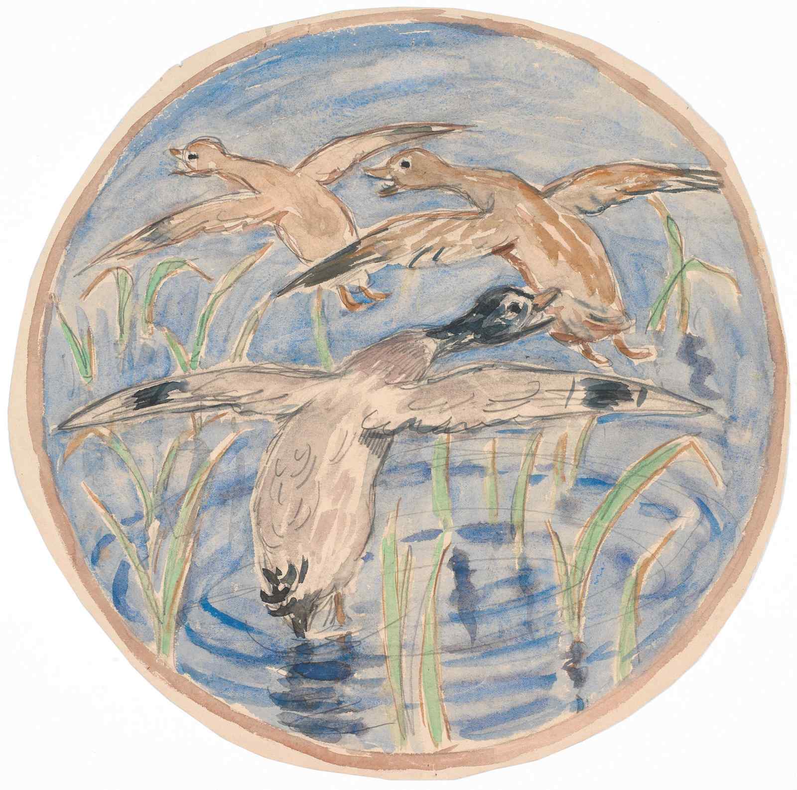 Flying Ducks Water Scene Wall Art