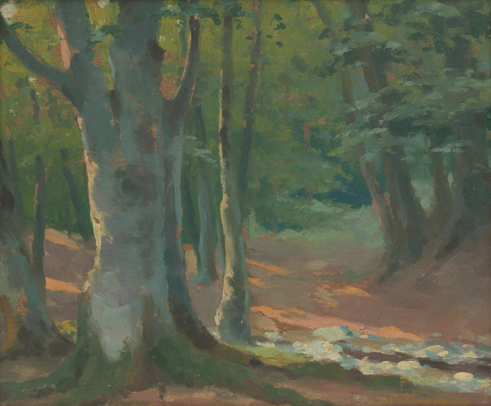 Tranquil Forest Path Oil Painting Wall Art
