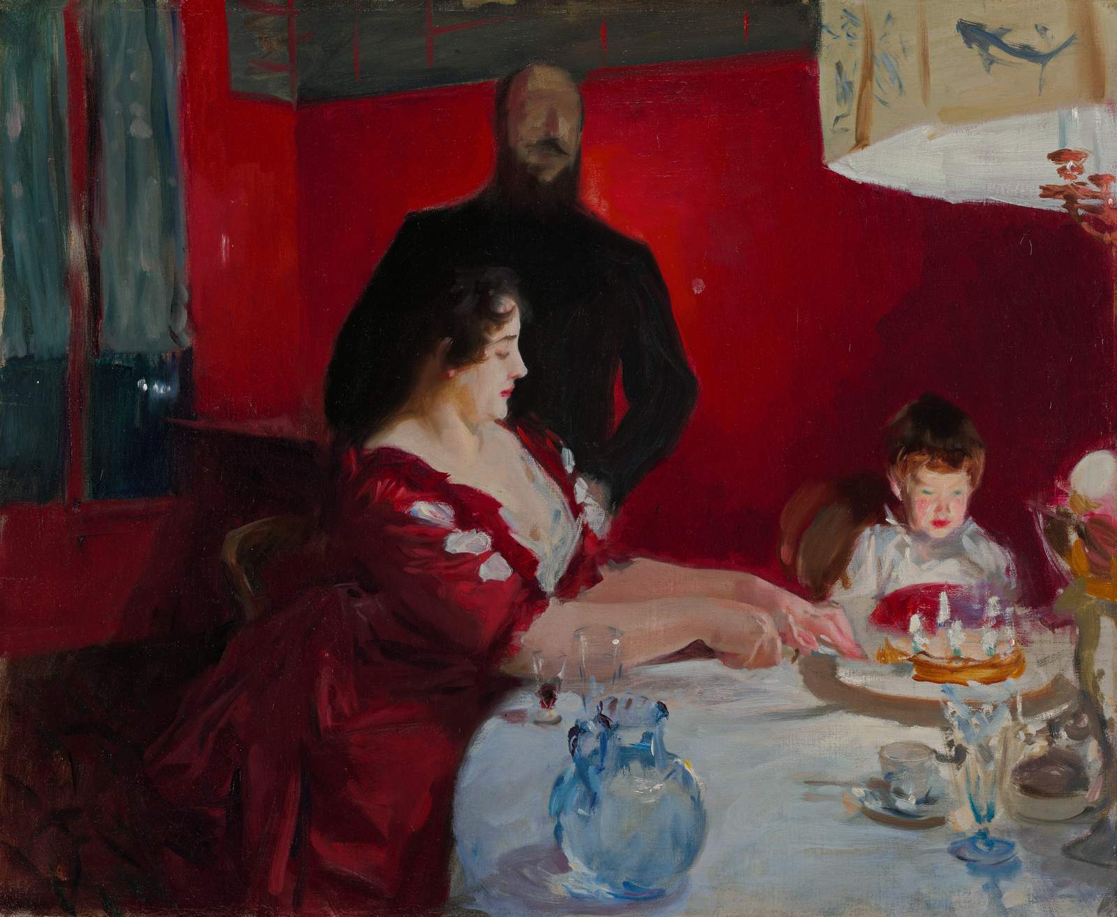 Elegant Family Gathering Red Dress Wall Art