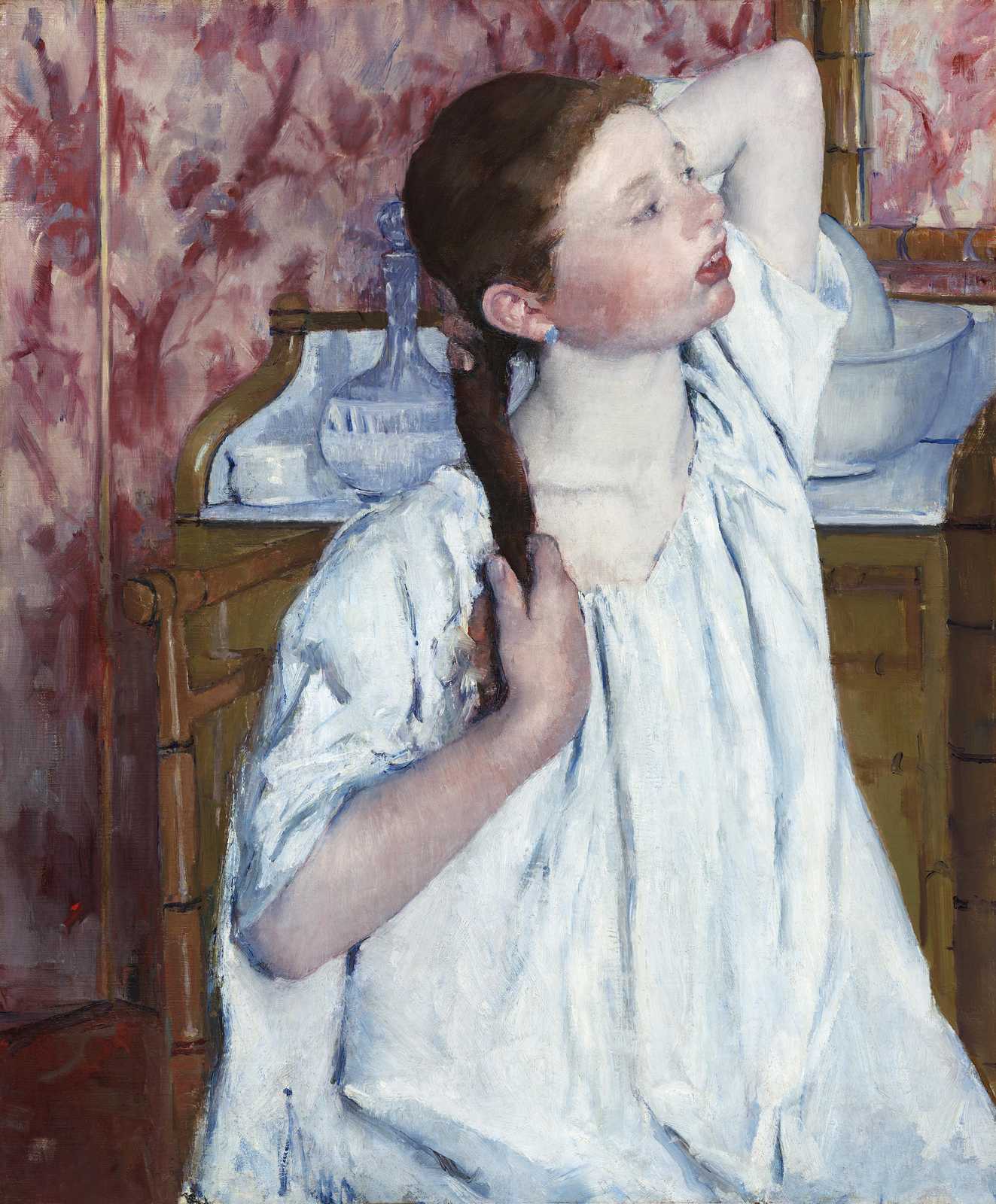 Young Girl Combing Hair Impressionist Wall Art