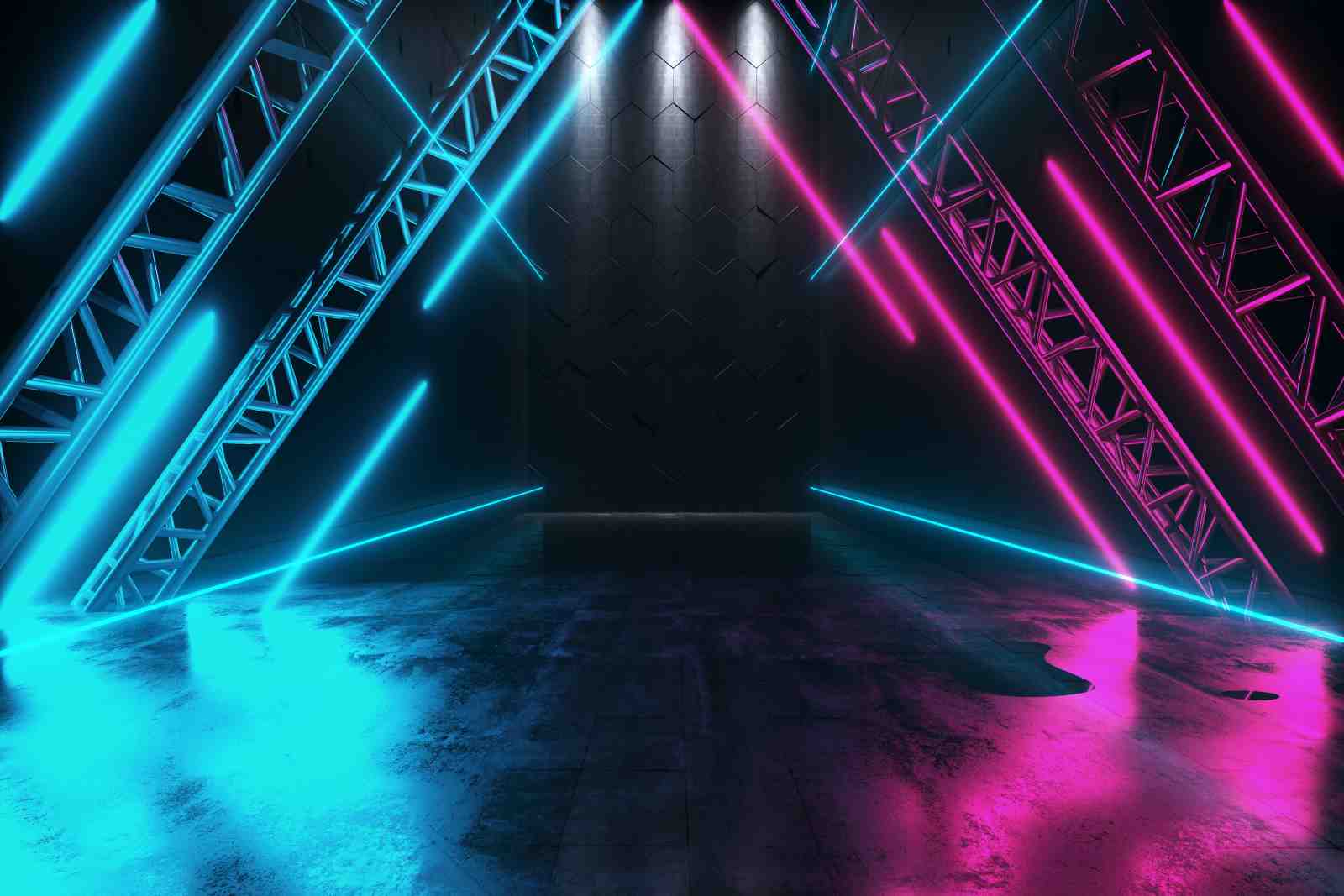 Cyberpunk Neon Stage Wall Art