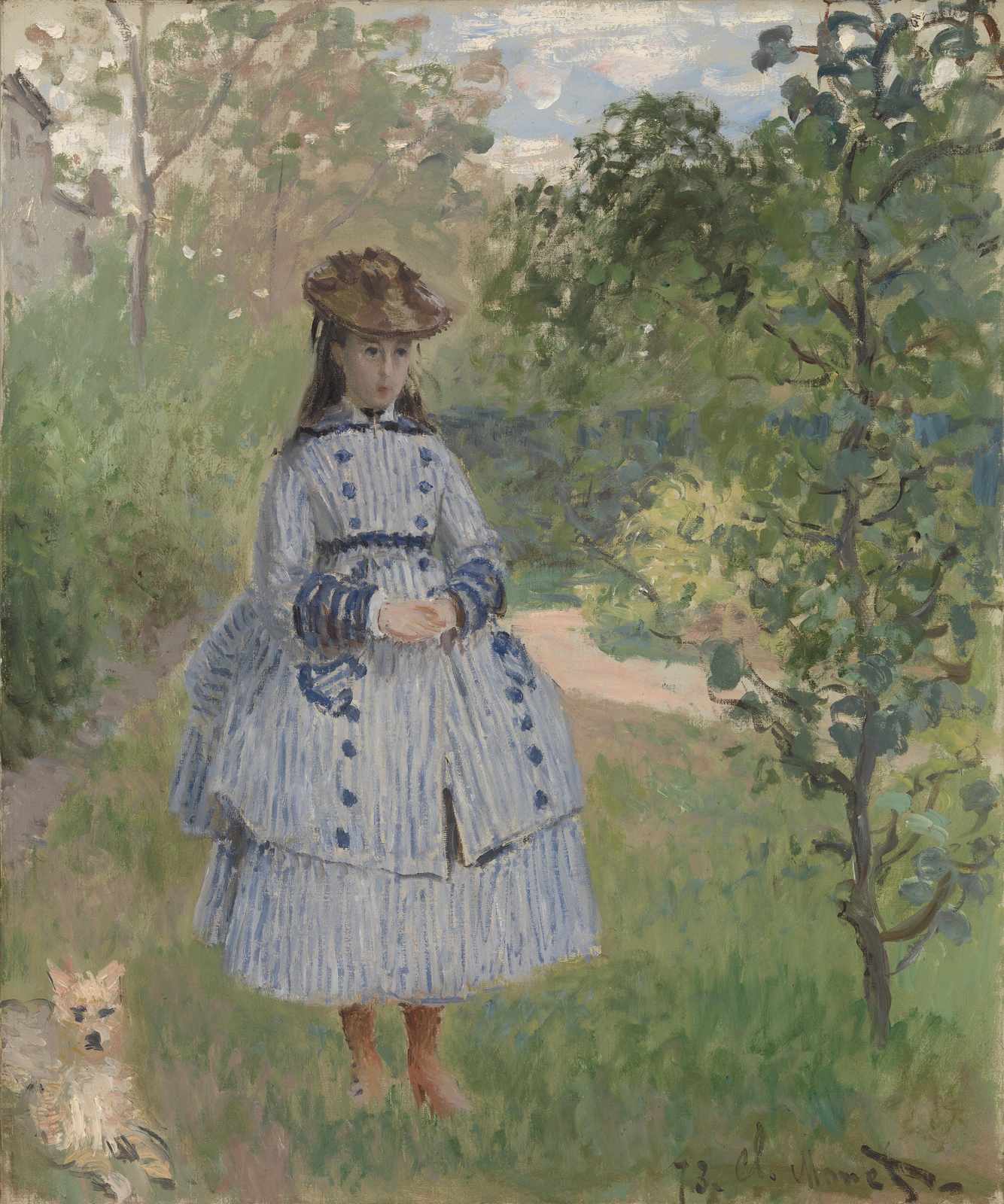 Impressionist Girl & Dog Garden Wall Art