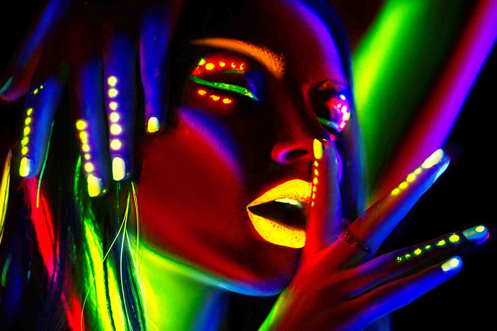 Vibrant Neon Glow Face Abstract Wall Art