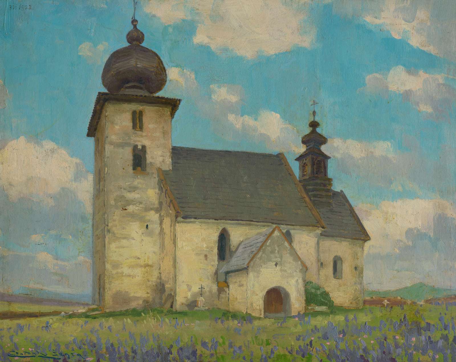 Serene Church Landscape Oil Painting Wall Art