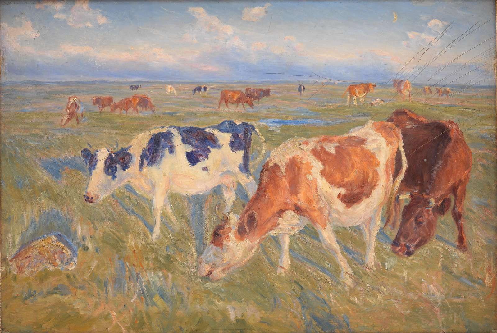 Serene Cows Grazing Landscape Wall Art