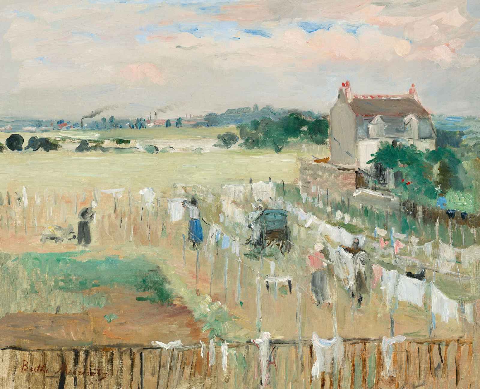 Impressionist Laundry Day Landscape Wall Art