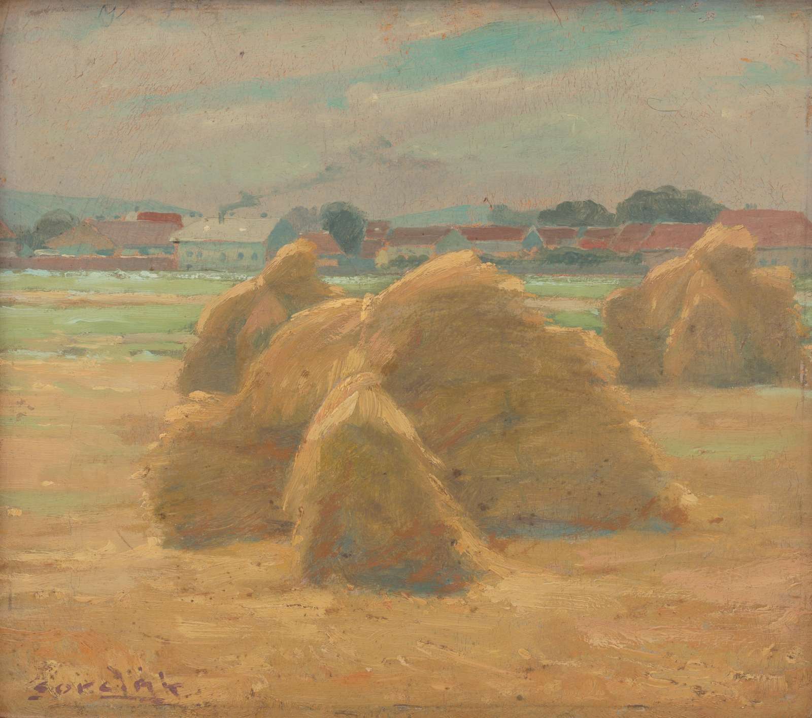 Golden Harvest Haystacks Countryside Wall Art