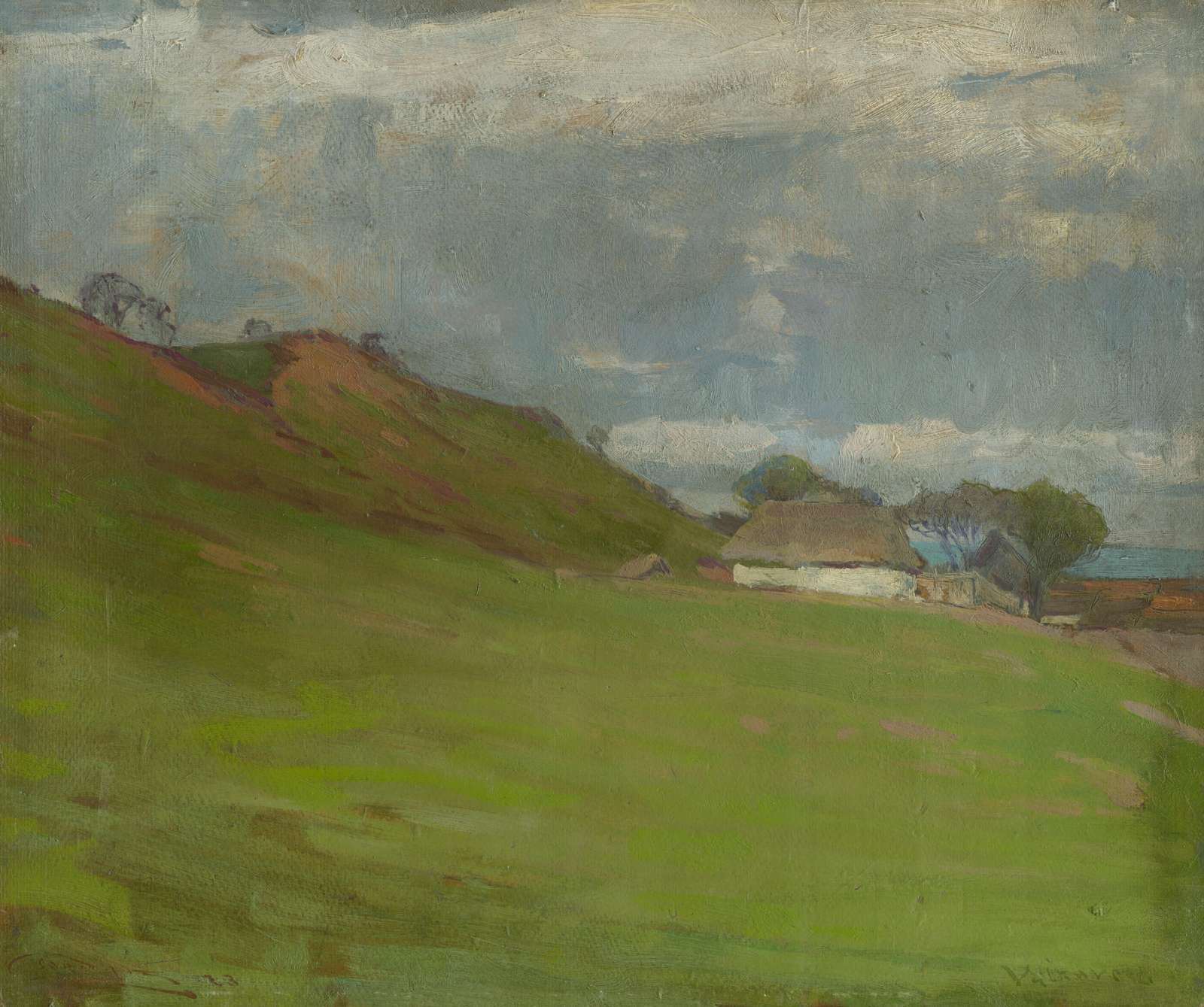 Serene Countryside Landscape Oil Painting Wall Art