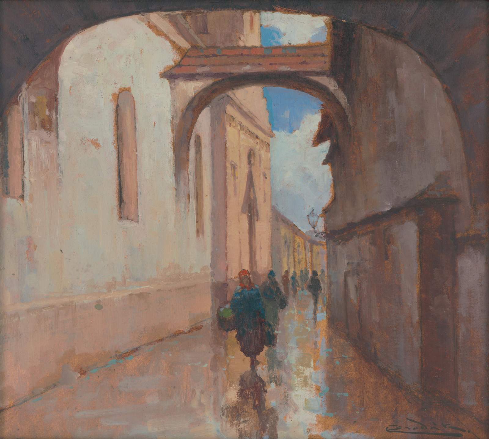European Alleyway Impressionist Wall Art