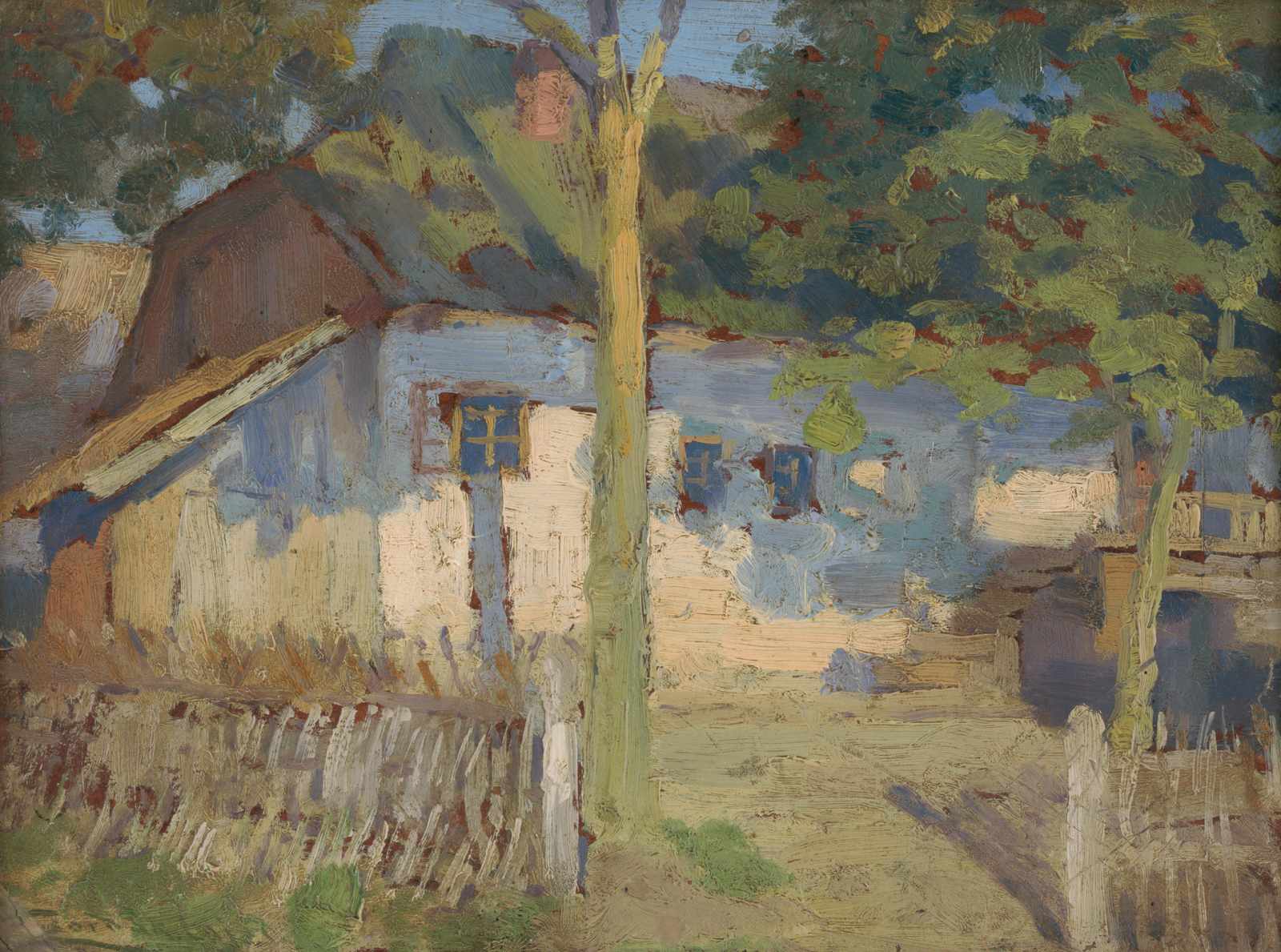 Rustic Village Scene Wall Art - Impressionist Art