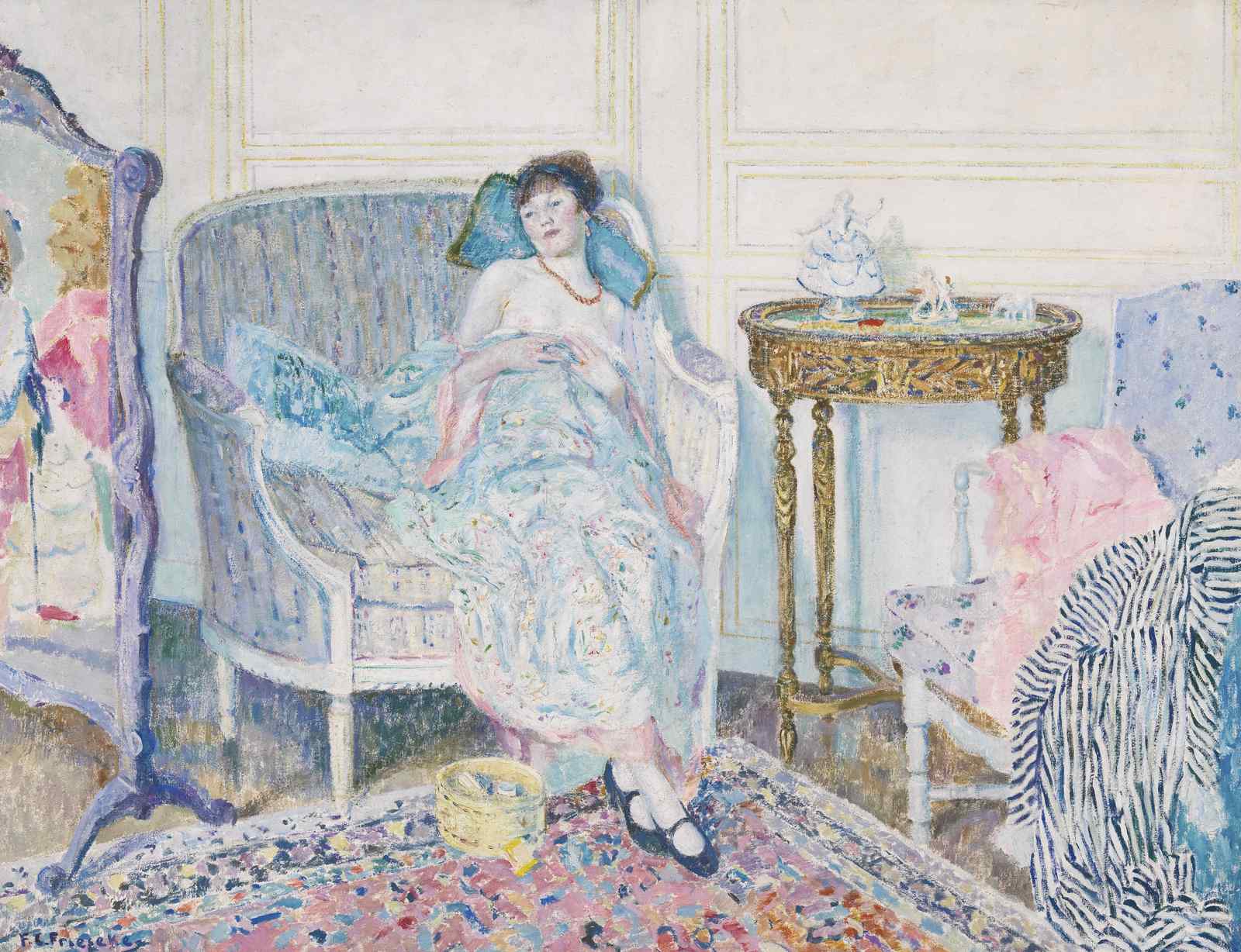 Elegant Woman by Mirror Impressionist Wall Art