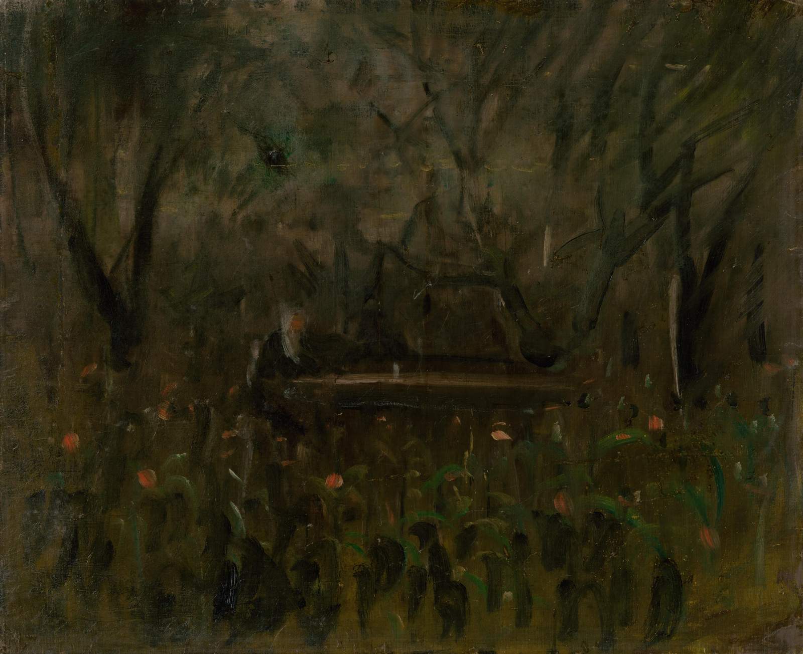 Serene Garden Scene Impressionist Wall Art