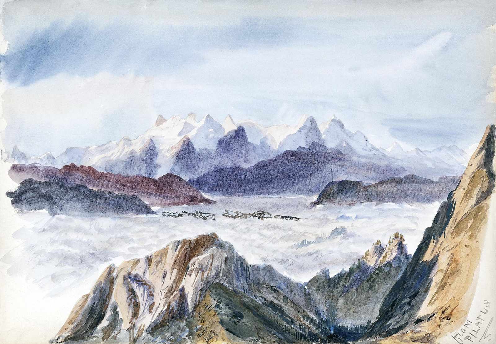 Majestic Mountain Vista Watercolor Wall Art