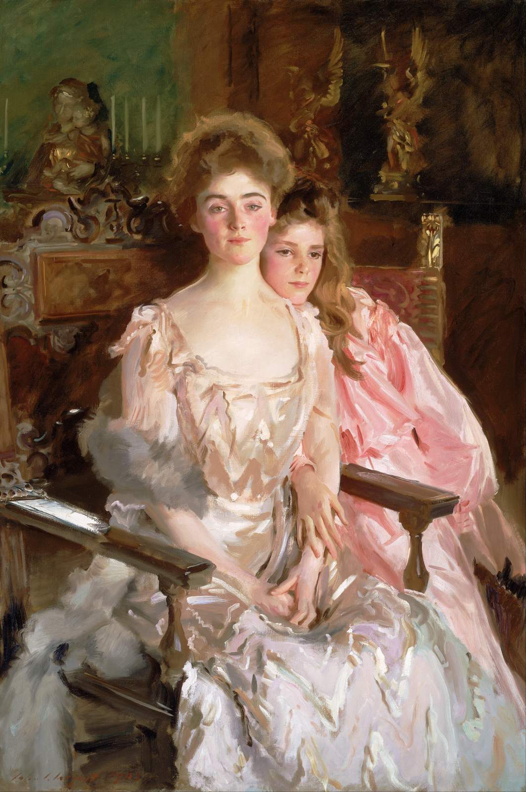 Elegant Mother Daughter Portrait Wall Art