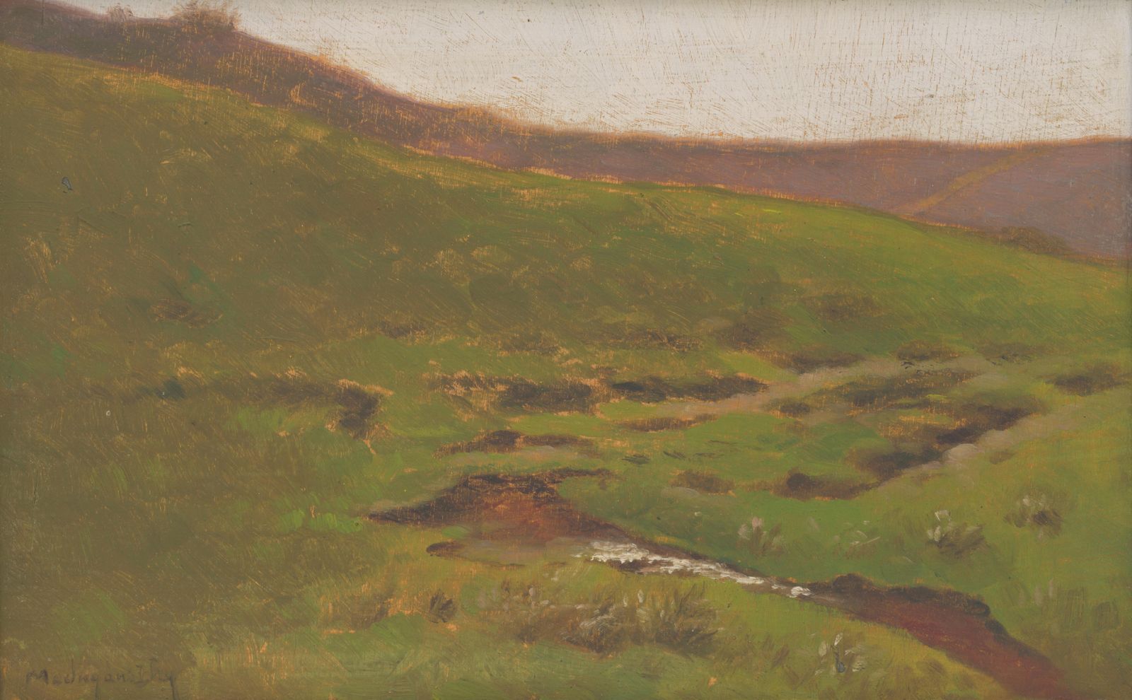 Serene Hillside Stream Impressionist Landscape Wall Art