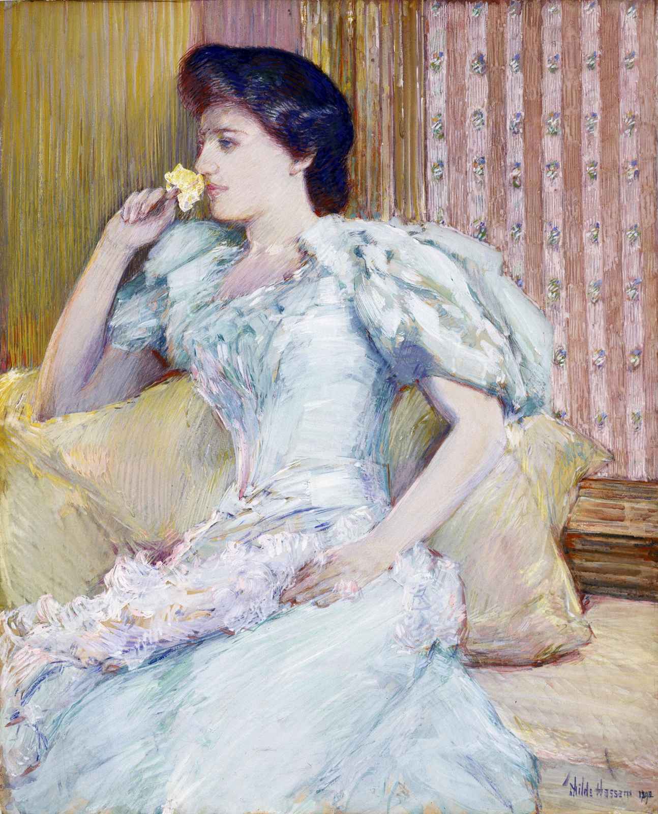 Elegant Woman with Flower Impressionist Wall Art
