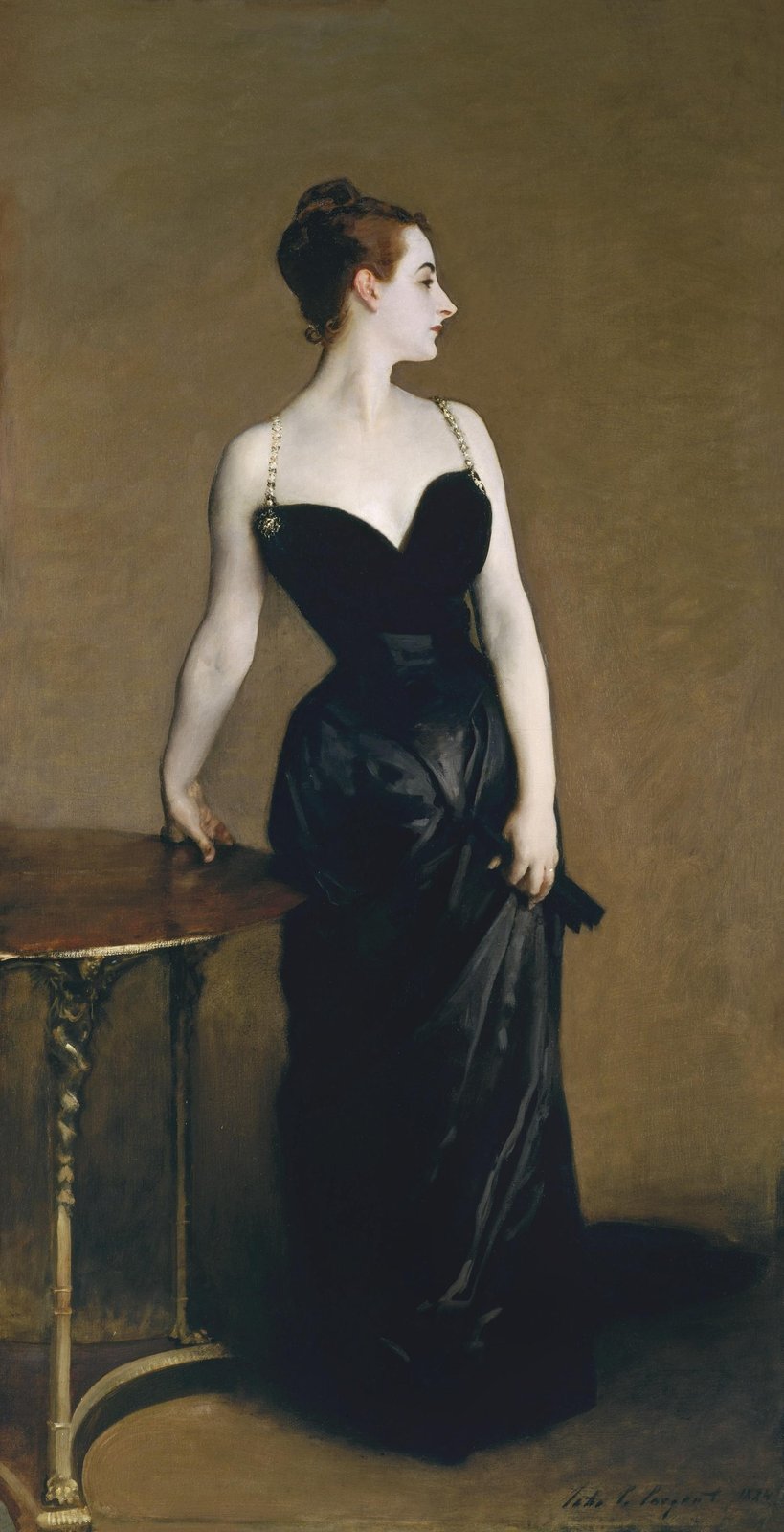 Elegant Woman in Black Dress Wall Art