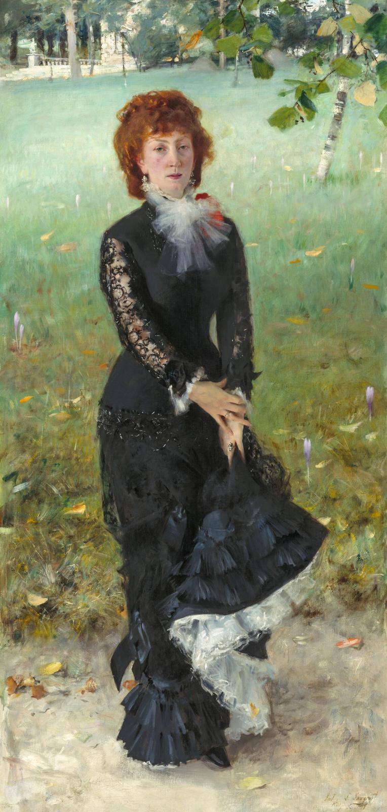 Elegant Lady in Black Lace Garden Portrait Wall Art