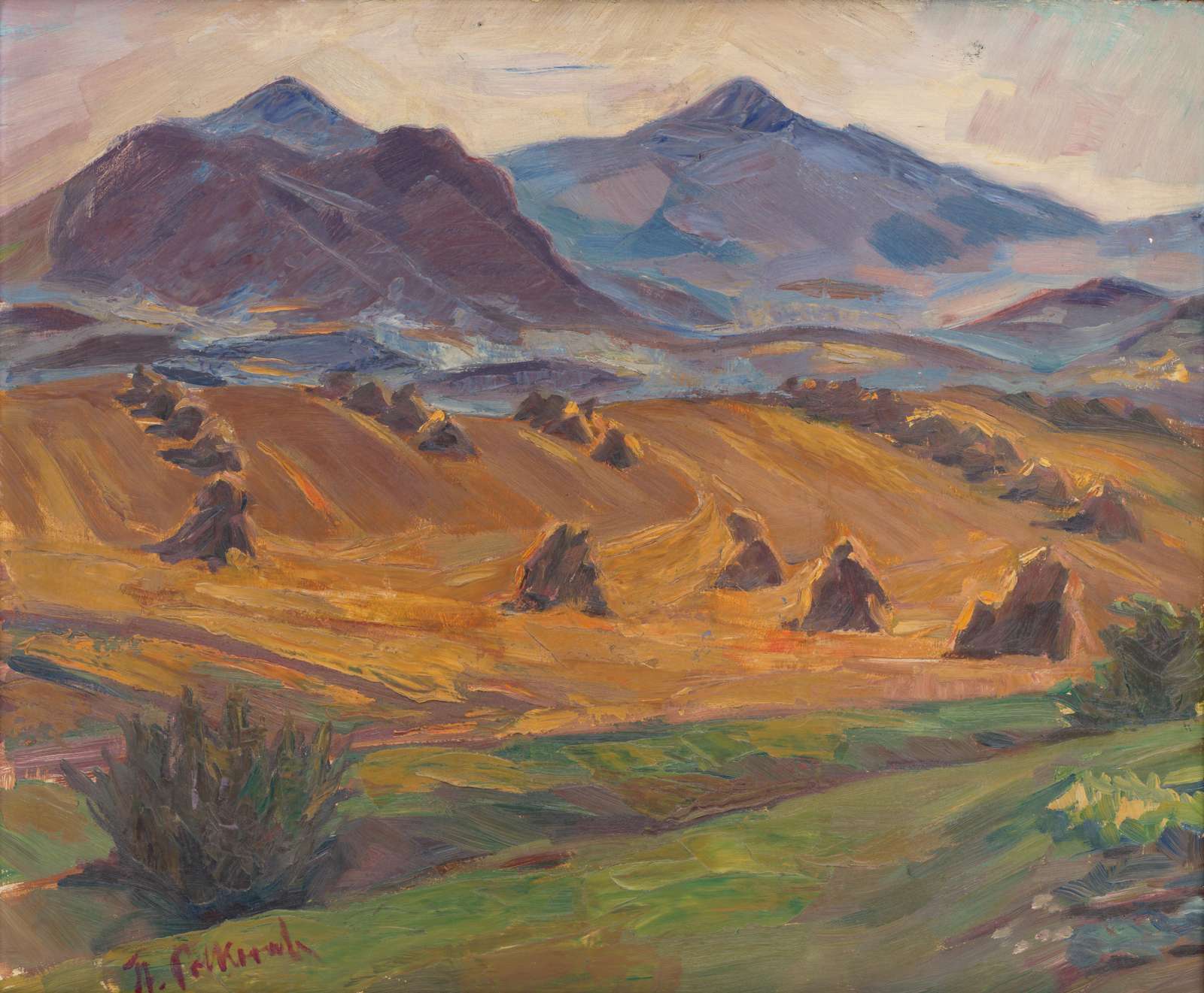 Harvest Mountains Landscape Oil Painting Wall Art