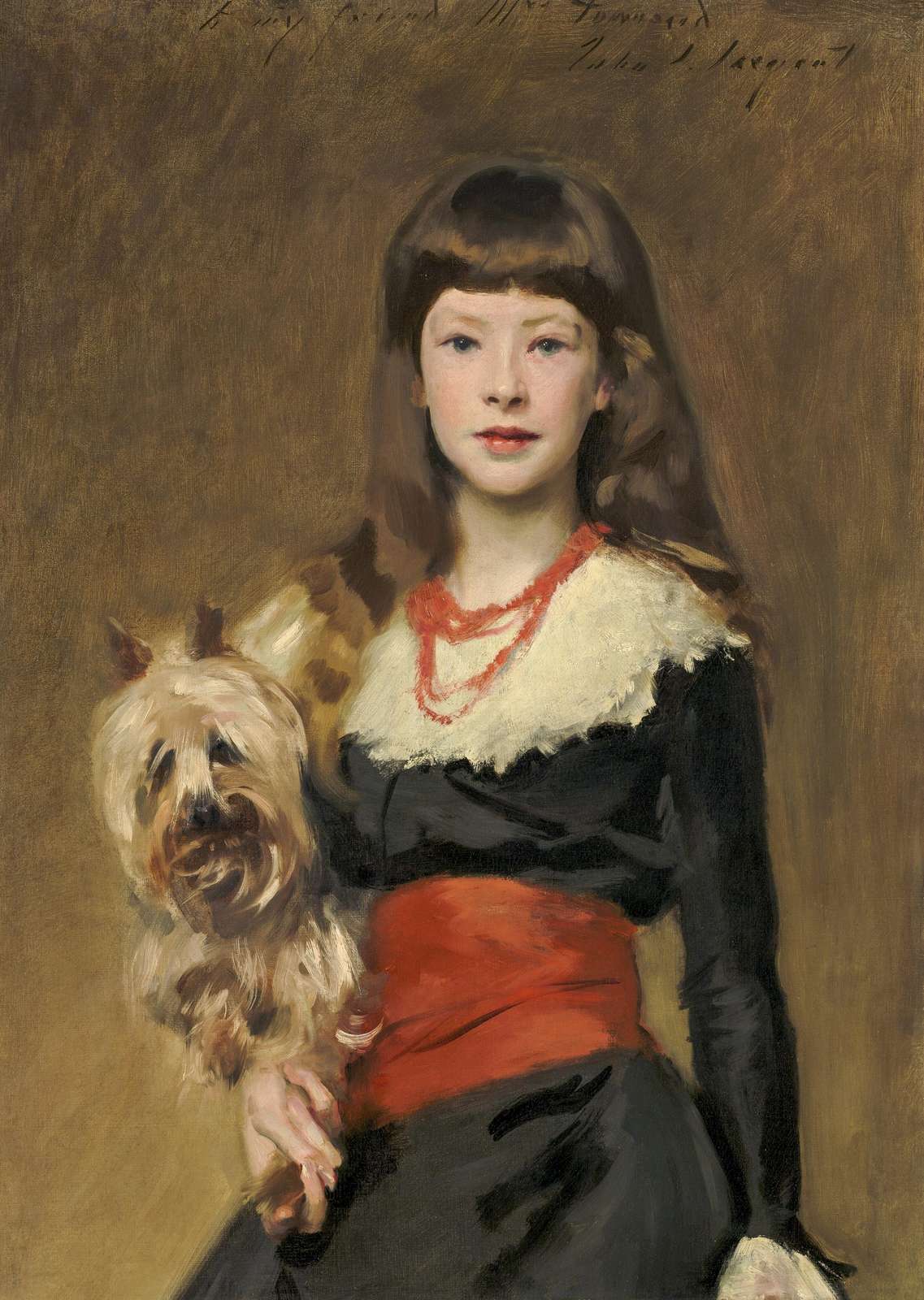 Elegant Portrait of a Young Girl & Dog Wall Art