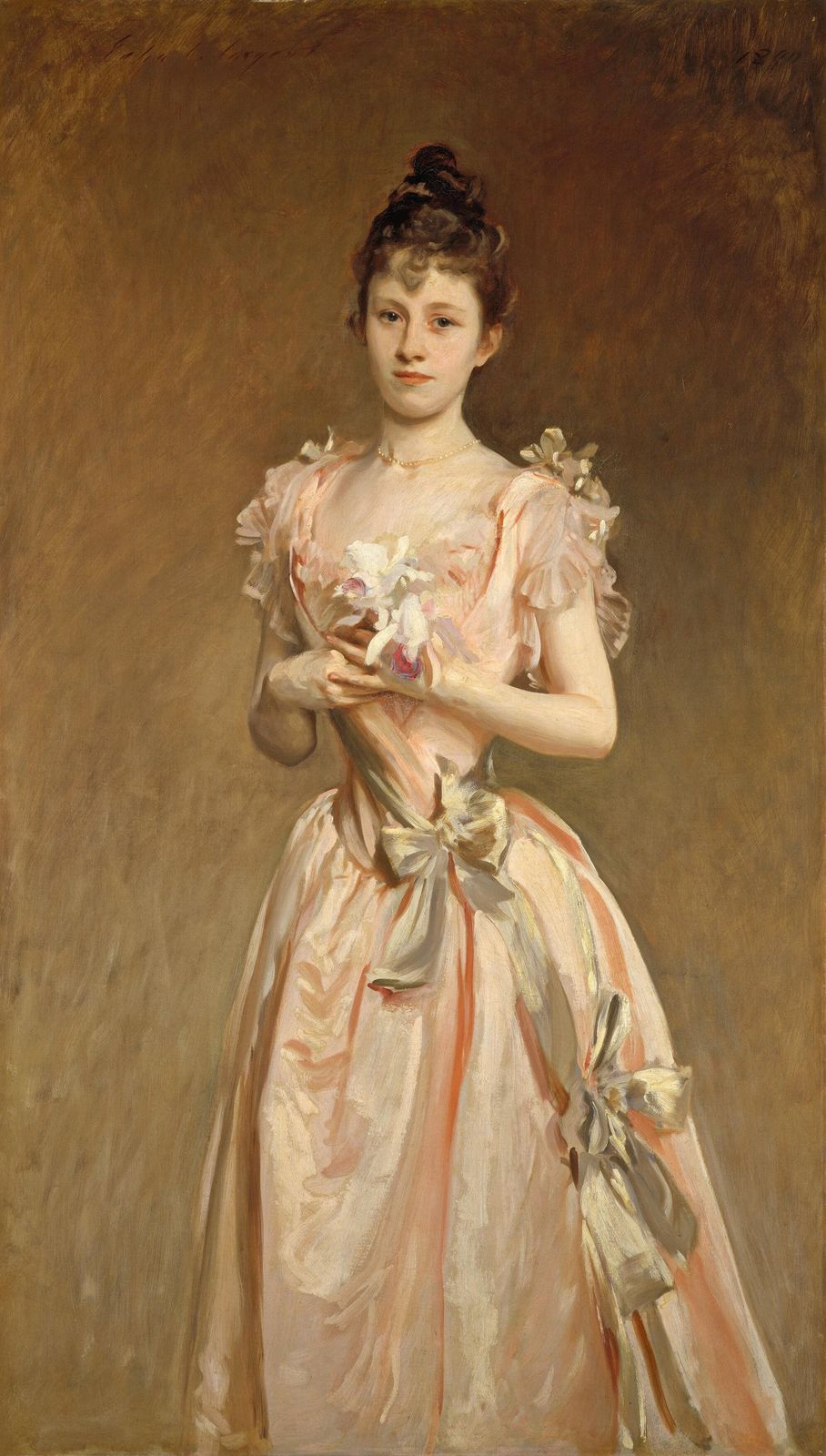 Elegant Lady Portrait Pink Gown Wall Art