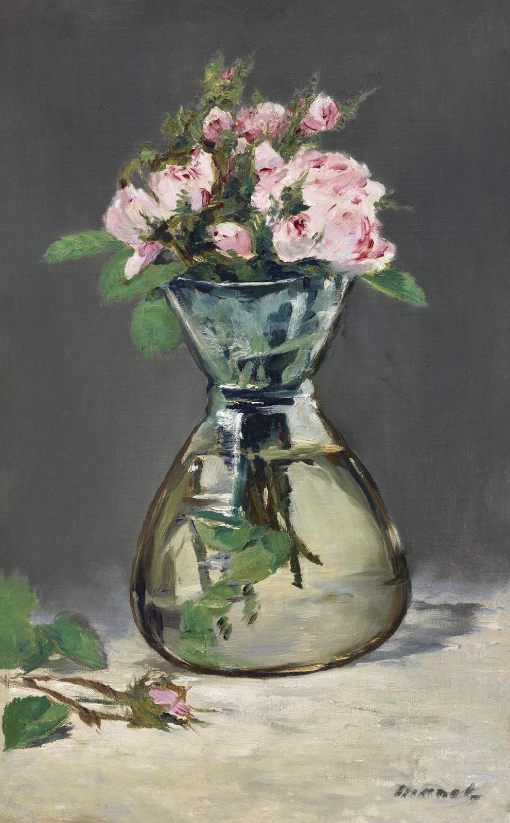 Pink Roses in Glass Vase Wall Art | Floral Wall Art