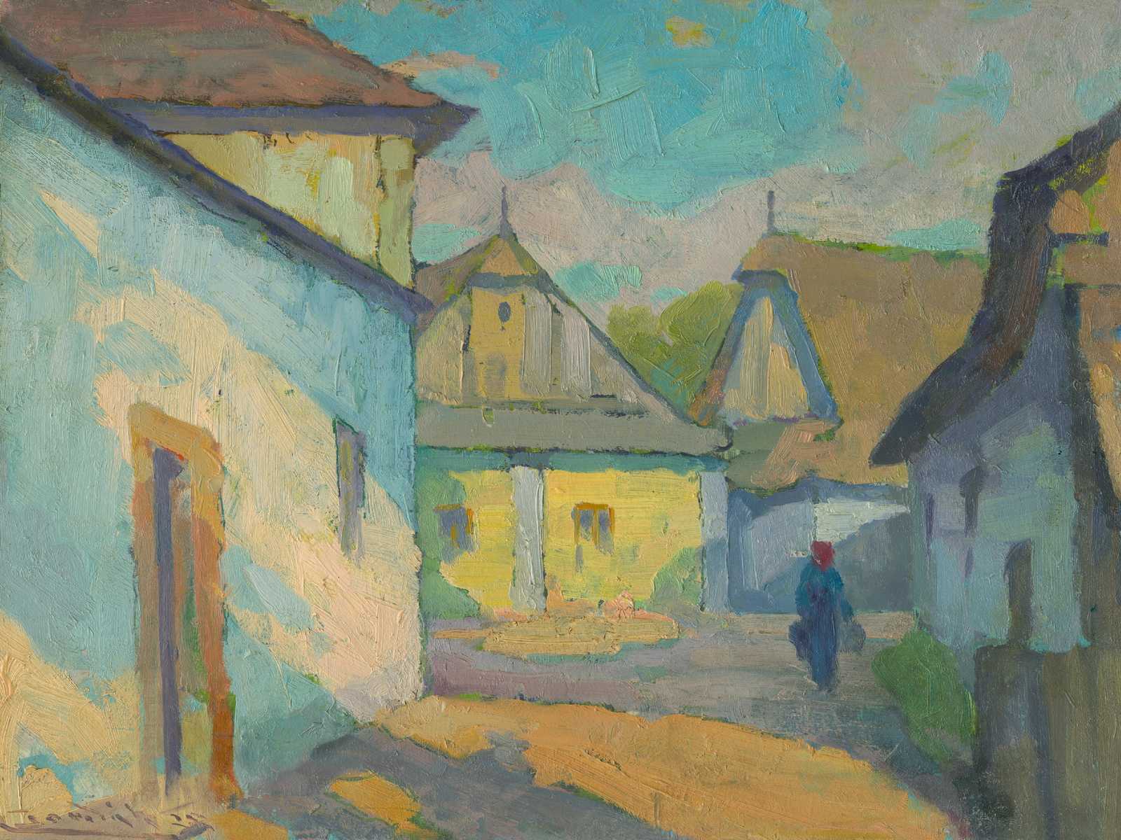 Serene Village Lane Oil Painting Wall Art