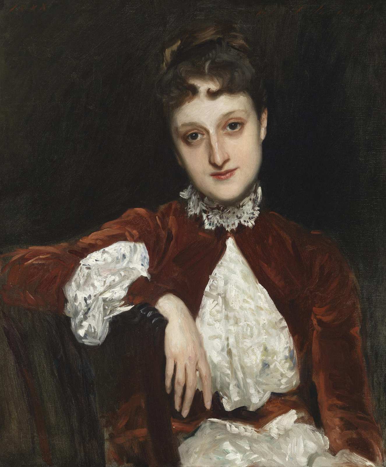 Elegant Woman Portrait with Lace Collar Wall Art
