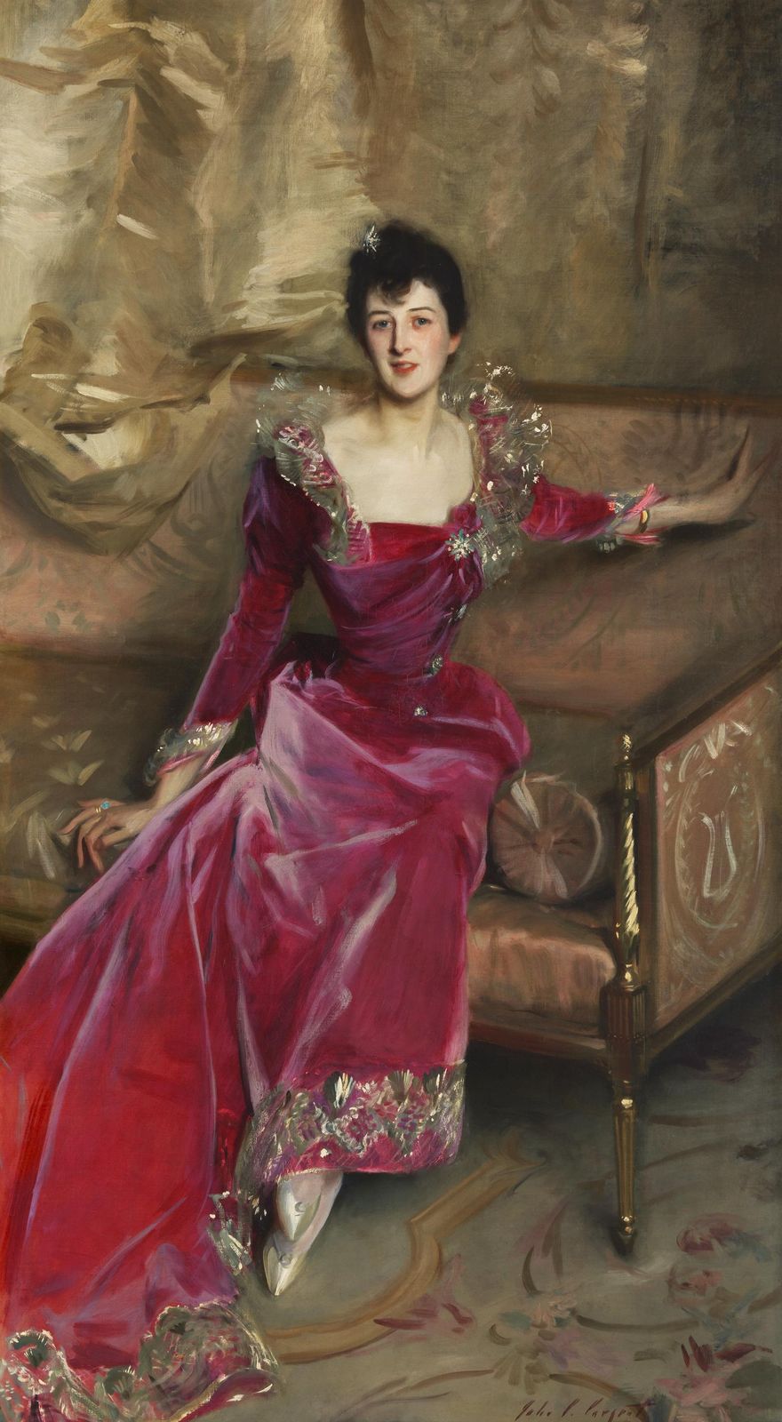 Elegant Woman in Red Dress Wall Art