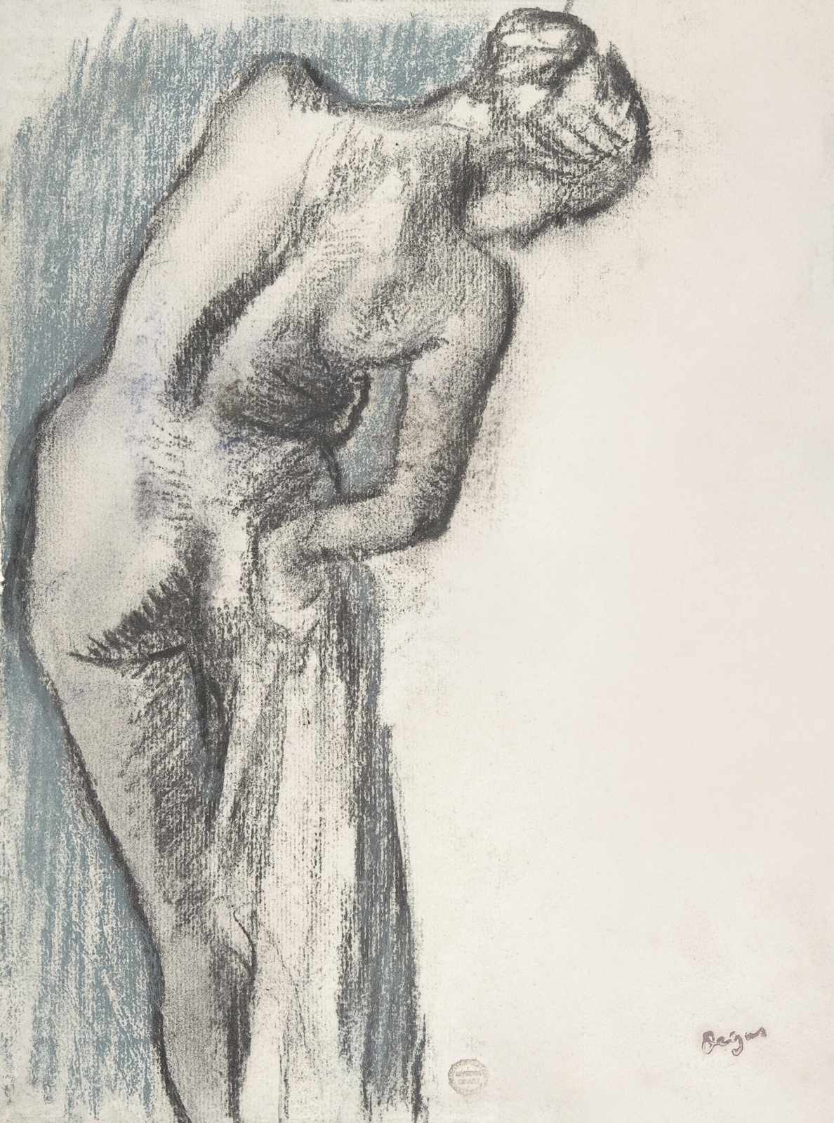 Elegant Nude Figure Charcoal Sketch Wall Art