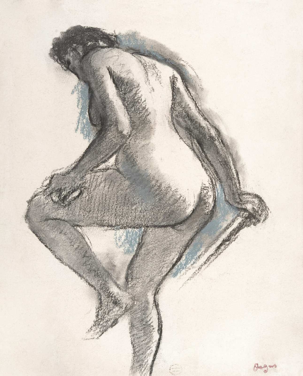 Elegant Nude Figure Charcoal Sketch Wall Art