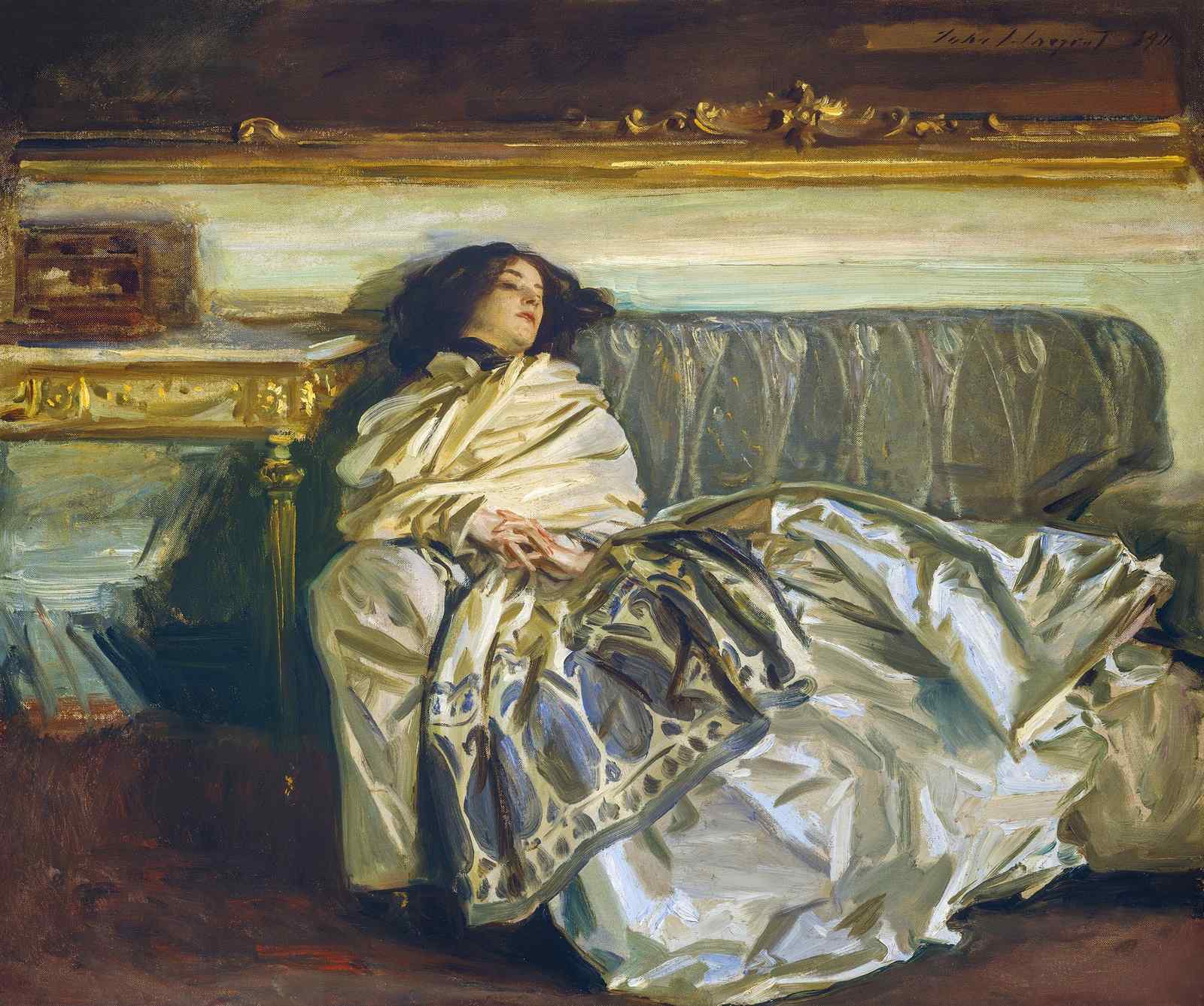 Elegant Woman on Sofa Wall Art