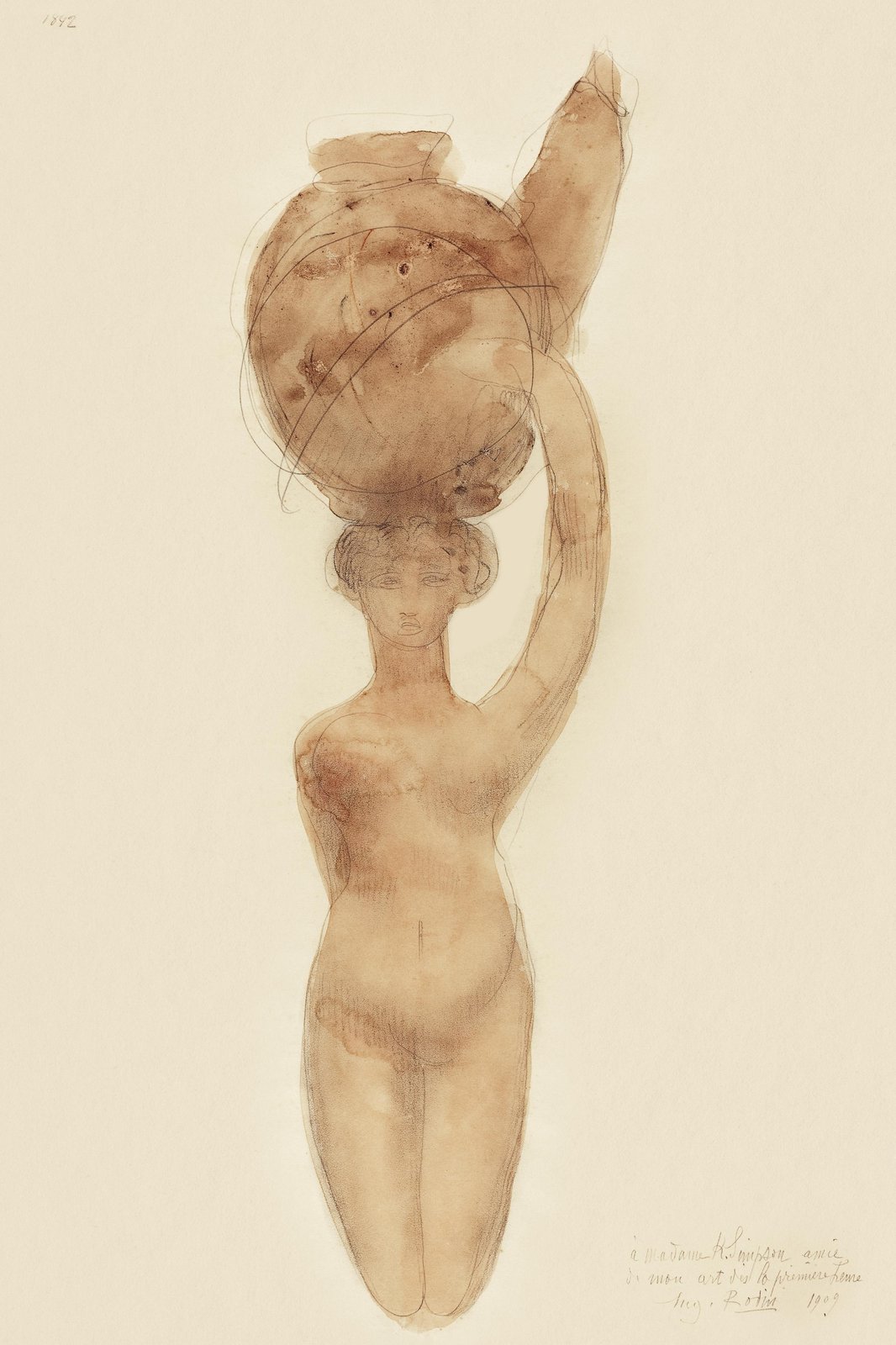 Vintage Nude Figure with Urn Wall Art