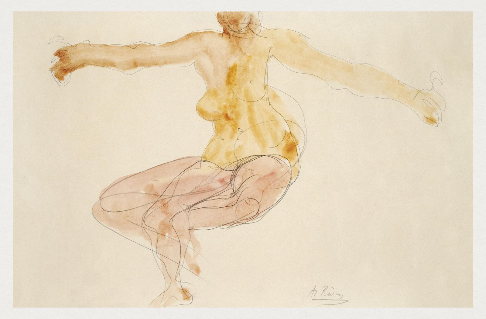 Ethereal Nude Dancer Watercolor Wall Art