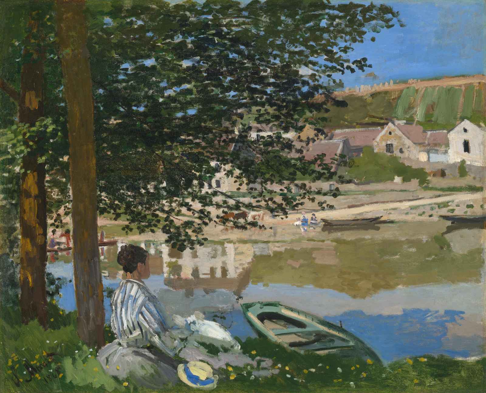 Impressionist River Scene Woman Wall Art